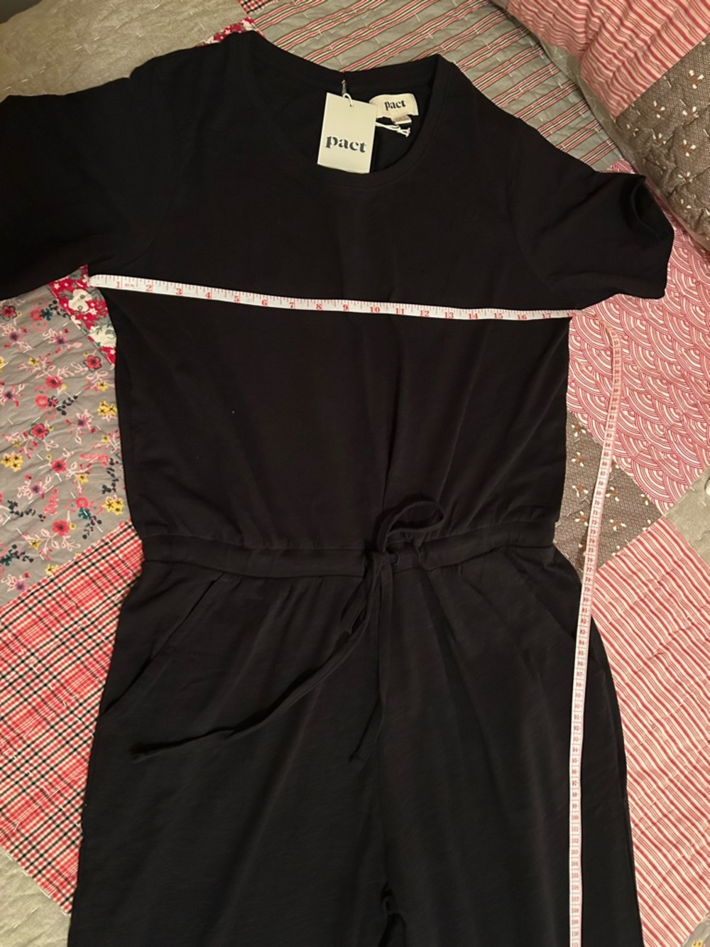 Pact Organic Cotton Classic Black Short-Sleeve jogger  Jumpsuit - Picture 10 of 10